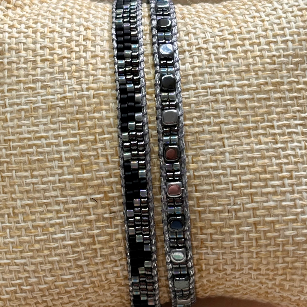 Double SQUARE noir & argent  